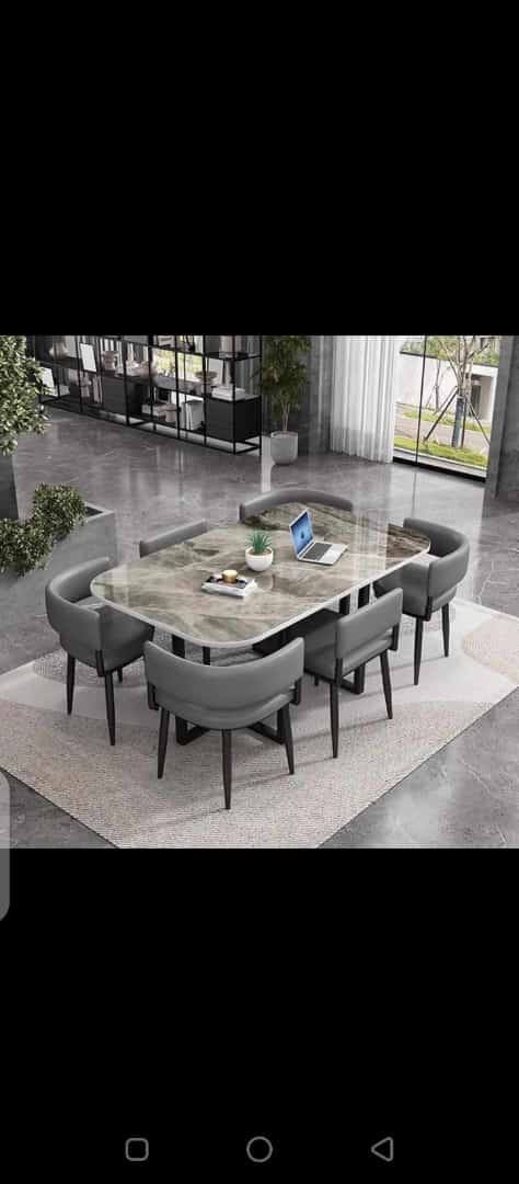 6 seater regal marble dining set Dining Sets decor from Eleos Decor 2