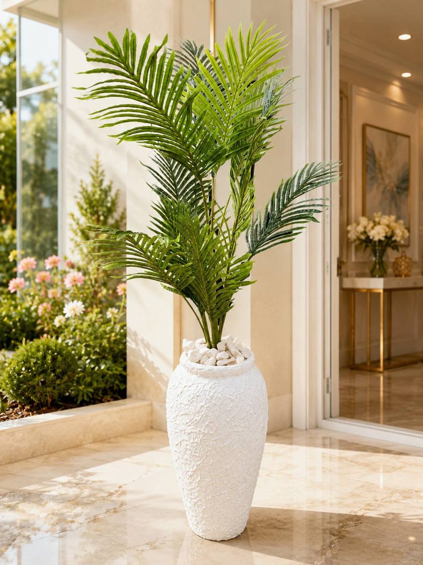 Fibre POT with palm plant Plants decor from Eleos Decor main product view
