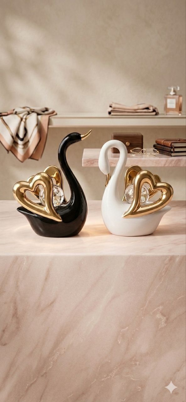 Twin Swan Contrast Home Decor Ornaments decor from Eleos Decor main product view