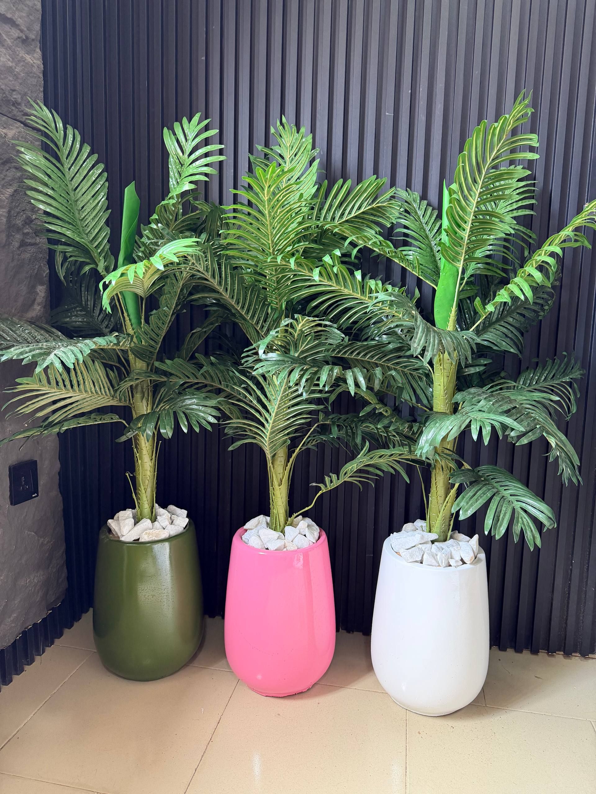 Egg Accent VASE with palm plant Plants decor from Eleos Decor